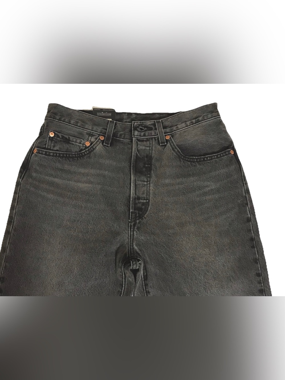 Levi's 501 ‘81 Women’s Front Button Straight Leg High Rise Tapered Charcoal Jean - Picture 7 of 12